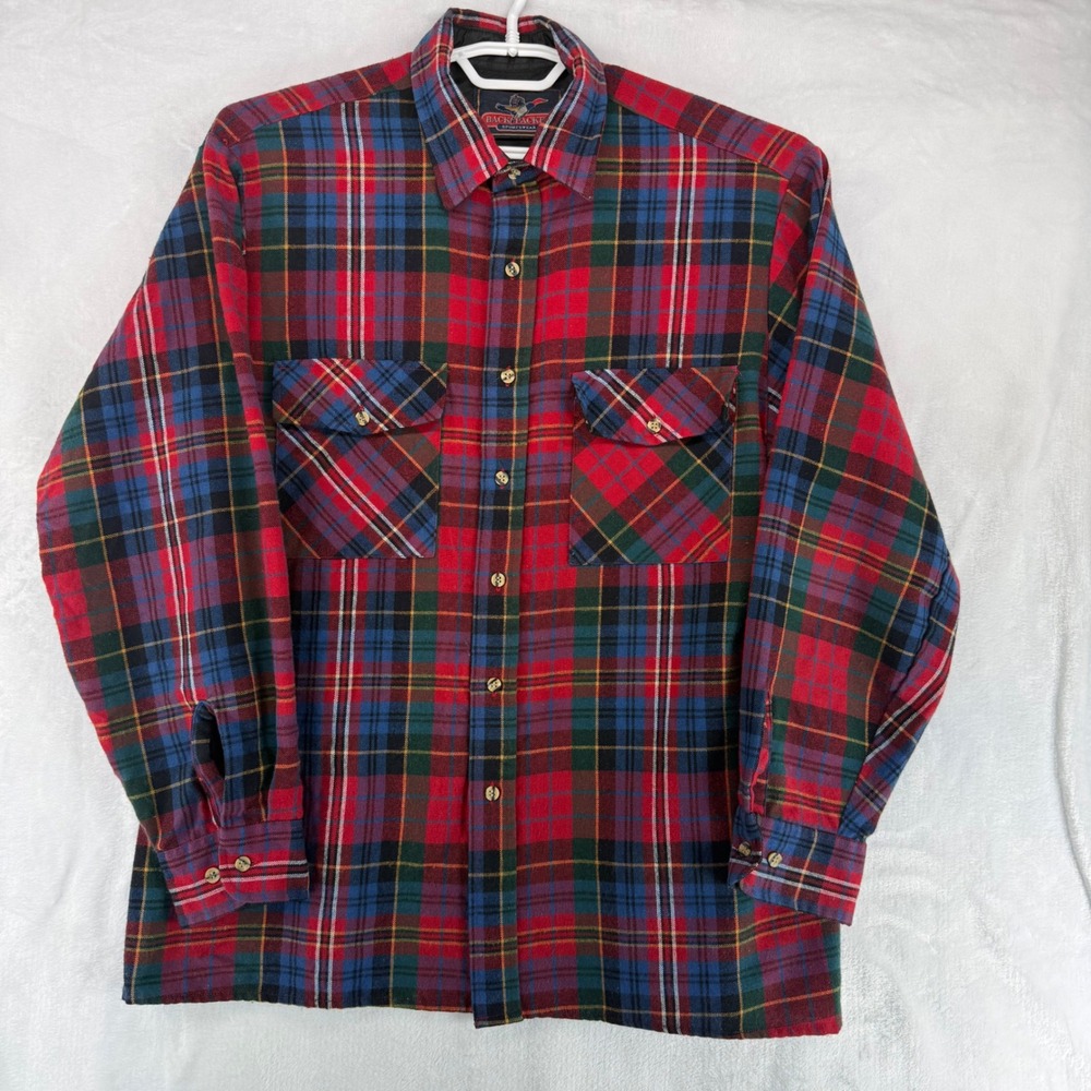 Backpacker Sportswear Mens Plaid Button Down Shirt Long Sleeve Red Blue Green L